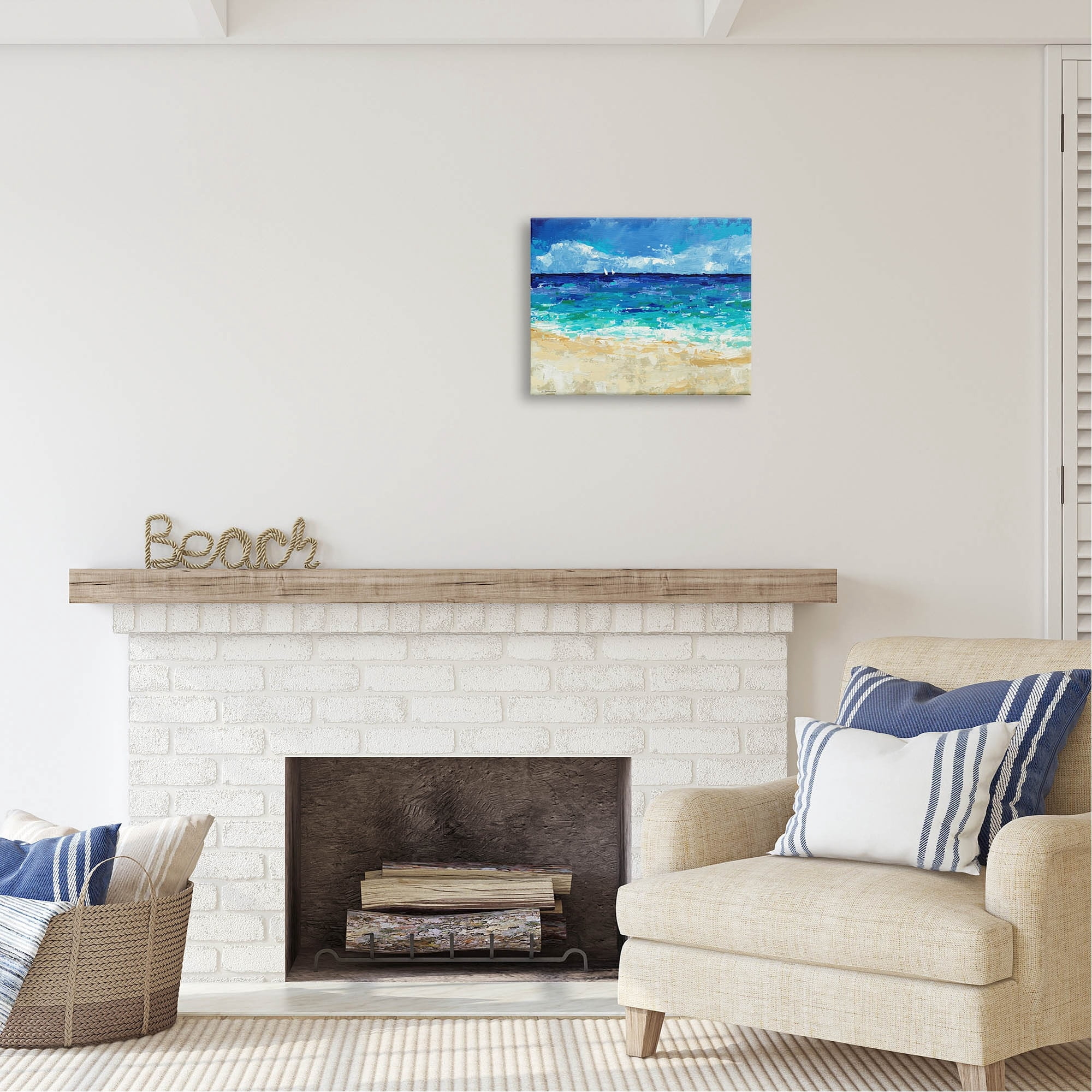 Stupell Industries Modern Beach Scene Abstract Shore Coastal Painting Gallery Wrapped Canvas Print Wall Art