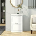 thumbnail image 2 of Resenkos Modern Shoe Storage Cabinet - 2 Flip Drawers, Holds 10 Pairs, Narrow Organizer for Entryway/Hallway, White, 2 of 7