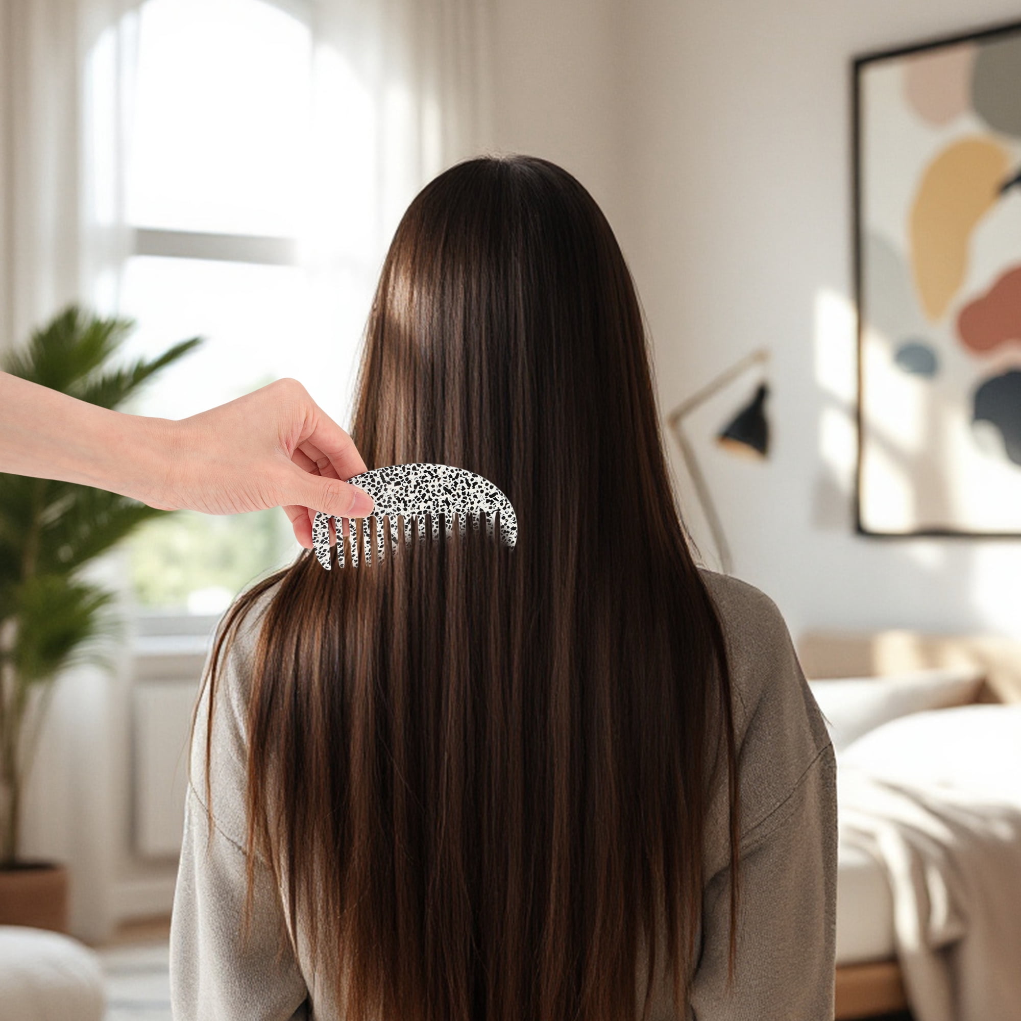 Unique Bargains 1 Pc Portable Spotted Pattern Hair Comb for All Hair Types Styles Black