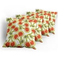 thumbnail image 5 of Ambesonne Fruit Throw Pillow Cover 4 Pack, Cherry and Leaves Pattern, 24", Apple Green Red White, 5 of 7