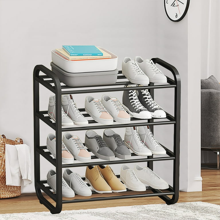 Shoe Rack,4 Tier Metal Shoe Organizer, Adjustable Free Standing