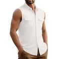 thumbnail image 6 of Guluxicc Mens Button Down Tank Tops Collared Solid Color Sleeveless Tops Summer Outdoor Casual Shirt with Pockets, 6 of 6