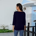 thumbnail image 4 of CHUANK Blouses pour Femmes T-shirts Unis Manches 3/4 Col Rond Hauts d'Été Décontractés, 4 of 9