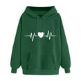 thumbnail image 2 of Brondbend Womans Hoodie Pullovers for Women Long Sleeved Drawstring Pocket Pullover Print Comfortable Loose Tops Lady Fitness Workout Fall Winter Wear Army Green, 2 of 3