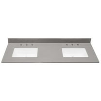 61 in. Composite Stone Vanity Top in Concrete Gray with White Basins