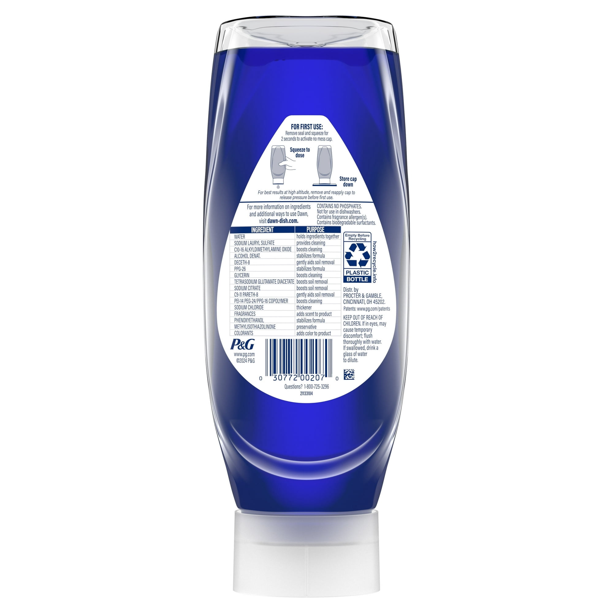 Dawn Platinum EZ-Squeeze Dish Soap Liquid, Dishwashing Liquid, Grease Removal, Fresh Rain, 18oz
