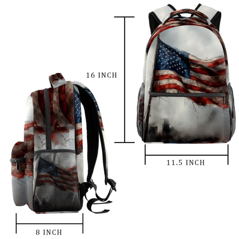 american flag backpack north face Broad Bay USA Flag Bag w/Laptop Section Brown Faux Leather Accents With A Free American Flag Pin Supreme The North Face Trans