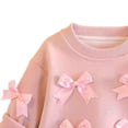 thumbnail image 5 of PInxai 2 Piece Sets for Girls Fashion Casual Kids Clothes Tie Bow Round Neck Long Sleeve Tops and Pants Cute Daily Wear Outfits,Pink,1-2Years, 5 of 5