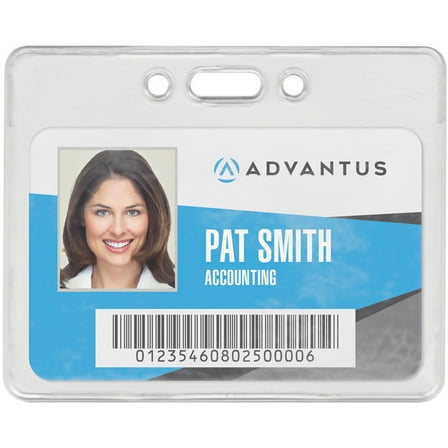 Advantus Proximity ID Badge Holder, Horizontal, 3 3/8w x 2 3/8h, Clear, 50/Pack