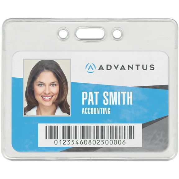 Advantus Proximity ID Badge Holder, Horizontal, 3 3/8w x 2 3/8h, Clear, 50/Pack