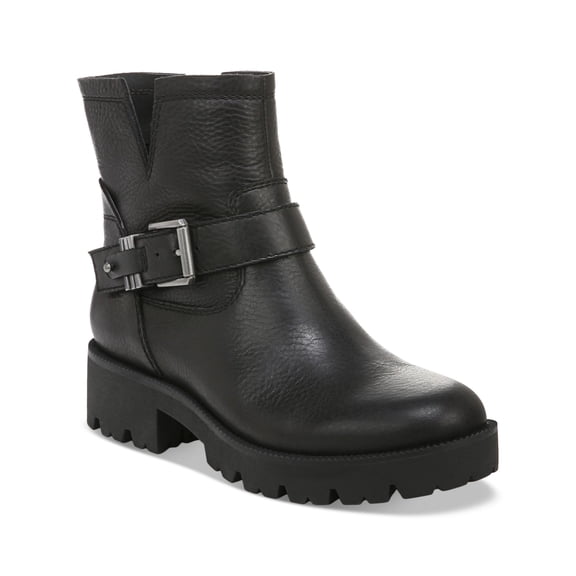 ZODIAC Womens Black Buckle Accent Cut Out Miller Round Toe Block Heel Zip-Up Leather Boots Shoes 8.5 M