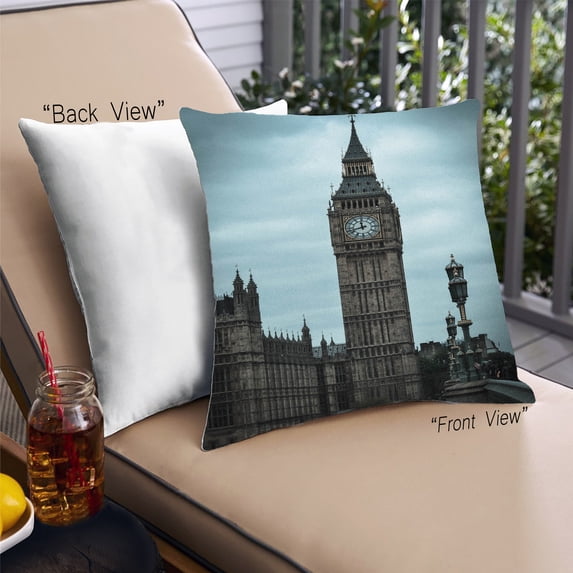 Ahgly Company Sites Big Ben Outdoor Throw Pillow, 18 inch by 18 inch
