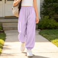 thumbnail image 2 of TIREOW Girls Boys Wide Leg Sweatpants Solid Color Elastic Waist Baggy Sweat Pants Kids Fashion Lightweight Casual Loose Fit Jogger Pants, 2 of 5
