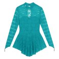 thumbnail image 4 of TiaoBug Women's Lace Figure Ice Skating Dress Long Sleeve Ballet Dance Leotard Dress Lyrical Performance Costume Teal S, 4 of 7