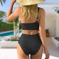 thumbnail image 4 of Womens Bikini Swimsuits Two Piece Push Up Tankini Top with High Waisted Triangle Bottoms Black L, 4 of 5