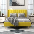 thumbnail image 3 of alazyhome Full Size Upholstered Platform Bed Frame, Easy Assemble, Yellow, 3 of 7