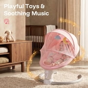 HARPPA Baby Swing for Infants, Electric Swing with 5 Swing Speeds and 10 Lullabies, Pink
