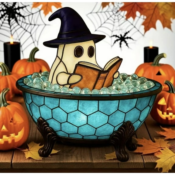 Halloween Ghost Bubble Bath Lamp, Bathtub Ghost Night Lights, Cute Led Lamp for Bathroom Decor, Spooky Reading Books Nightlight