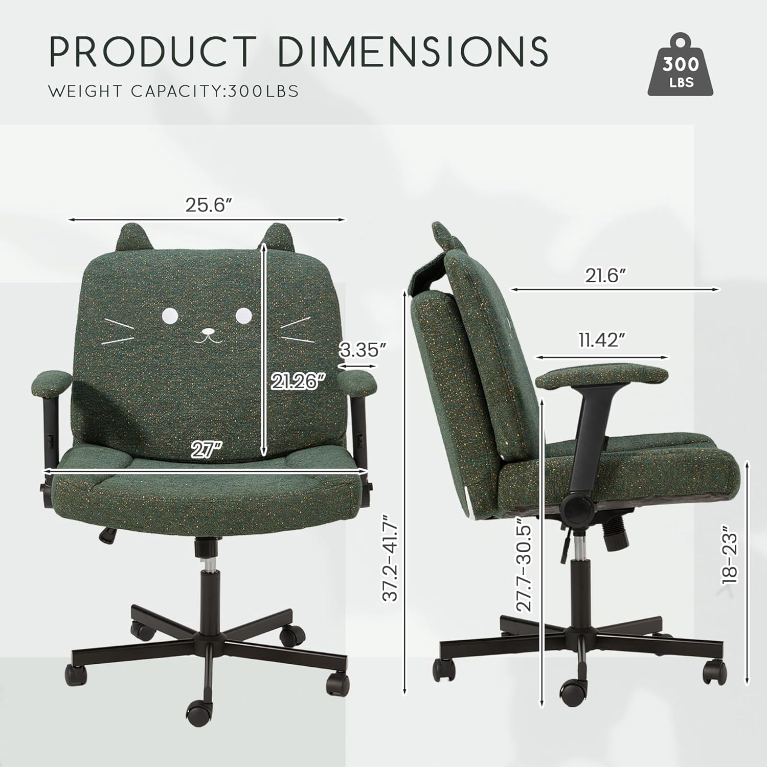 Vicluke Criss Cross Chair with Wheels, Oversized Office Chair Featuring Extra-Wide Seat & Adjustable Backrest for Home Office, Cute & Comfortable Chair for Dressing, Gaming, Reading(Green)