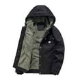 thumbnail image 5 of IWRICH Men's Sherpa Lined Utility Jacket Oversize Relaxed Fit Work Coat Hooded Canvas Jacket Black XXXXL, 5 of 6