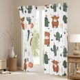 thumbnail image 3 of Homewish Kids Children Cartoon Highland Cattle Black Out Curtains,Botanical Green Cactus Curtains Pack of 2 (42x63 Each),Kawaii Western Farmhouse Animal Bedroom Curtains,Luxury Bedroom Decor, 3 of 6