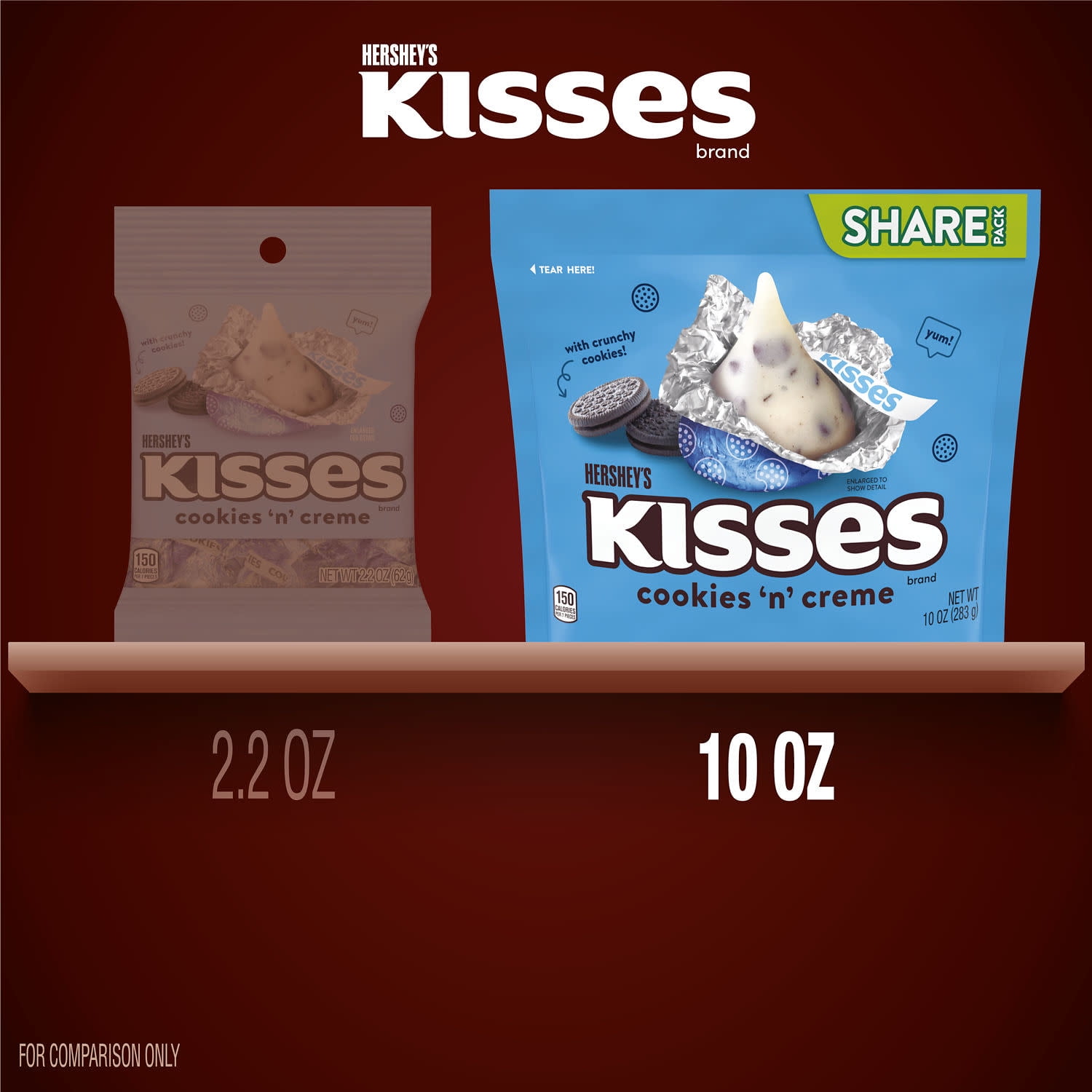 Hershey's Kisses Cookies 'n' Creme Candy, Share Pack 10 oz