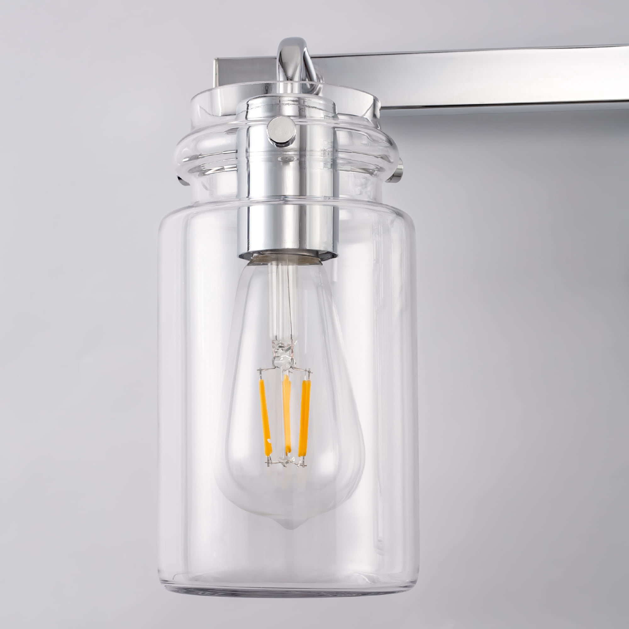 YANSUN 23.7" 3-Light Chrome Bathroom Vanity Light, E26 Base with Glass Shades for Mirror, Makeup, Dressing Room (Bulbs Not Included)