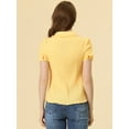 thumbnail image 4 of INSPIRE CHIC Women's Sweet Peter Pan Collar Button Down Soft Shirt Blouse Yellow S, 4 of 5