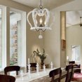 thumbnail image 4 of TOMIYA Wood Farmhouse Chandelier Distressed White Crown French Country 3-Light Pendant Light, 4 of 8