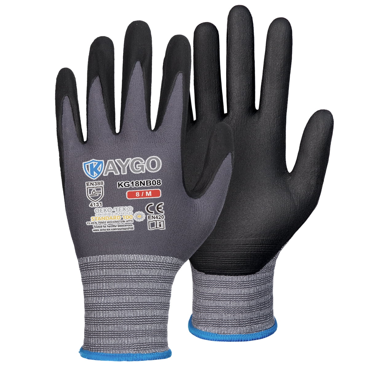 KAYGO Safety Work Gloves MicroFoam Nitrile Coated-12 Pairs, KG18NB,Seamless  Knit Nylon Glove with Black Micro-Foam Nitrile Grip,Ideal for General  Purpose,Automotive,Home Improvement,x-large - Yahoo Shopping
