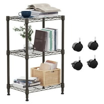 3 Tier Wire Shelving with Wheels Rolling Storage Shelves Brown Shelf 12*18*30 in
