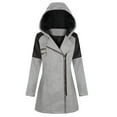 thumbnail image 2 of Voncos Winter Coat for Womens Hooded Woolen Peacoat Casual Zipper Fleece Jacket Christmas Gift, 2 of 6