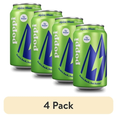 (4 pack) poppi Alpine Blast Prebiotic Soda, 12 fl oz, 1 Pack Can
