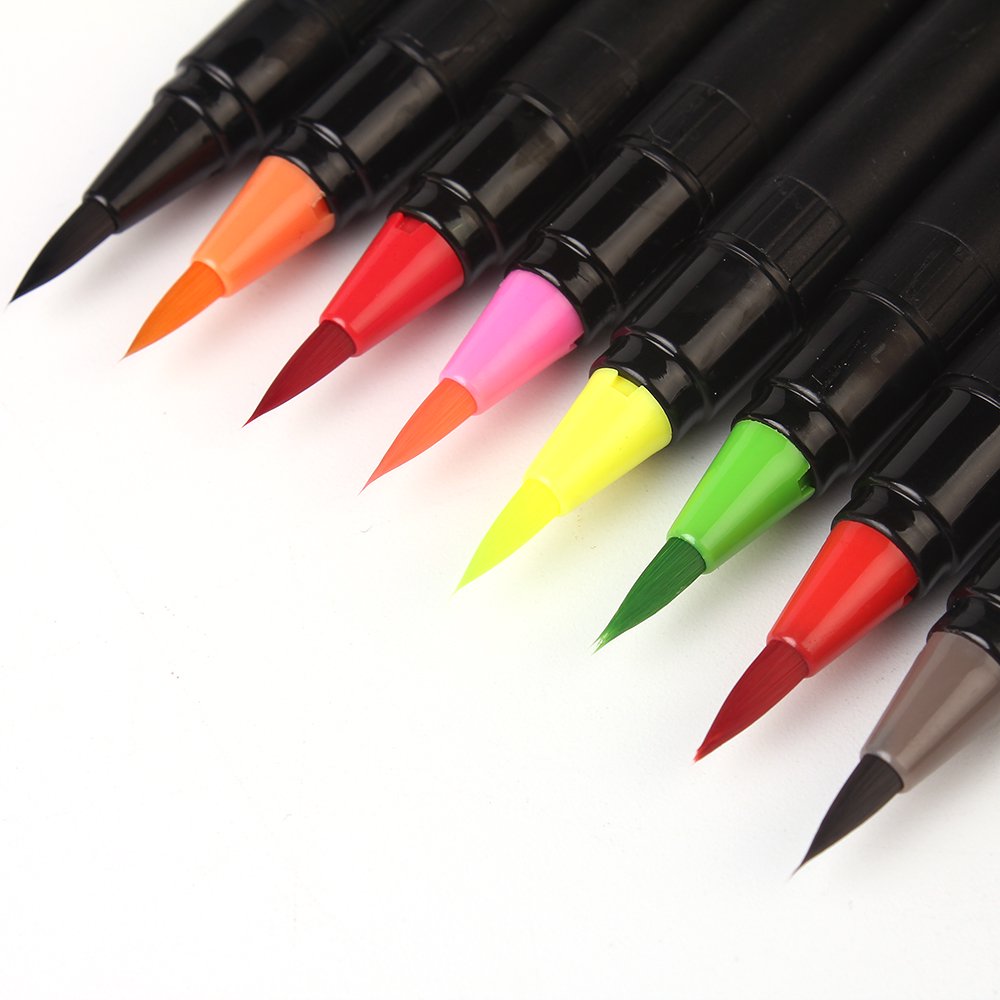 Real Brush Pens, 48 Colors for Watercolor Painting with Flexible Nylon