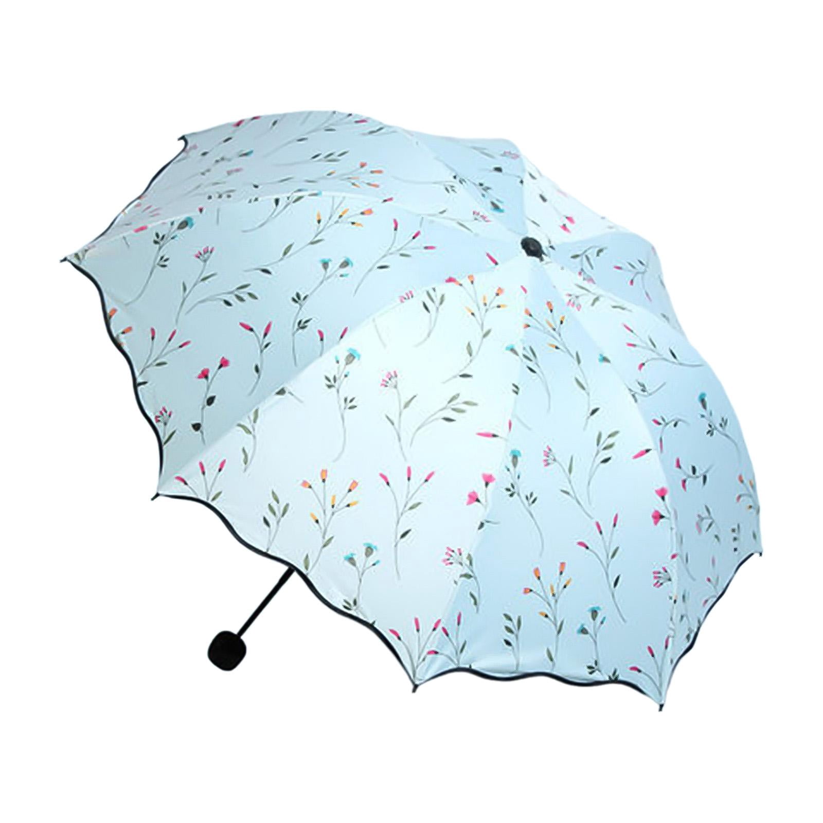 Abbraccia Foldable Umbrella Travel Umbrella for Men Women Rainproof Rain Umbrella Sun Umbrella for Purse for Backpacking Summer Walking Light Blue