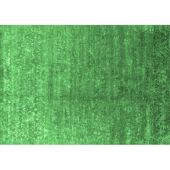 Ahgly Company Indoor Rectangle Oriental Emerald Green Industrial Area Rugs, 7' x 10'
