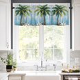 thumbnail image 5 of Coconut Tree Valances for Windows Nautical Blue Wood Grain Rod Pocket Curtain Valance Window Treatment Short Curtains for Kitchen Living Room, 42"x12", 5 of 5