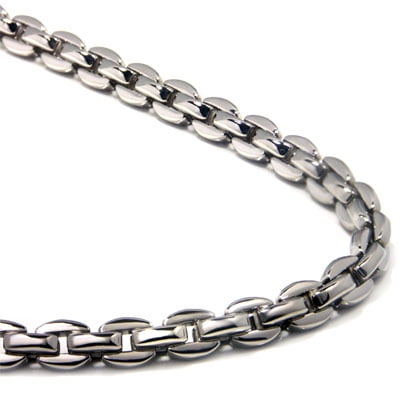 Phiten Aqua Titanium Necklace - Titanium Men's 5MM Oval Link Necklace Chain 32
