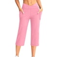 thumbnail image 2 of Yourumao Womens Yoga Capri Pants Criss Cross High Waisted Tummy Control Capris Stretchy Solid Straight Leg Pants Workout Pants with Pocket, 2 of 9