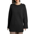 thumbnail image 5 of CENGNIAN No Boundarie Women's Oversized Long Sleeve Sweaters,Crewneck Knitted Pullover Sweater For Ladies,Womens Loose Trendy Outfits Pullover Top,*Black,Size Free Size, 5 of 6