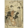 thumbnail image 2 of Chōbunsai Eishi 14x18 Black Ornate Wood Framed Double Matted Museum Art Print Titled - Nanamachi of the Yotsumeya with Attendants Sumano and Akashi (C. 1787), 2 of 5