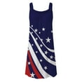 thumbnail image 2 of PEASKJP Dresses Patriotic American Flag Casual Loose Short Sleeve Long Dress Split Maxi Summer Beach Dress Blue X-L, 2 of 4