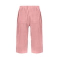 thumbnail image 5 of Kvture Womens Capri Pants Knee Length Cotton Linen Capris Summer Straight Leg Loose Beach Bermuda Shorts with Pockets XL Pink, 5 of 6