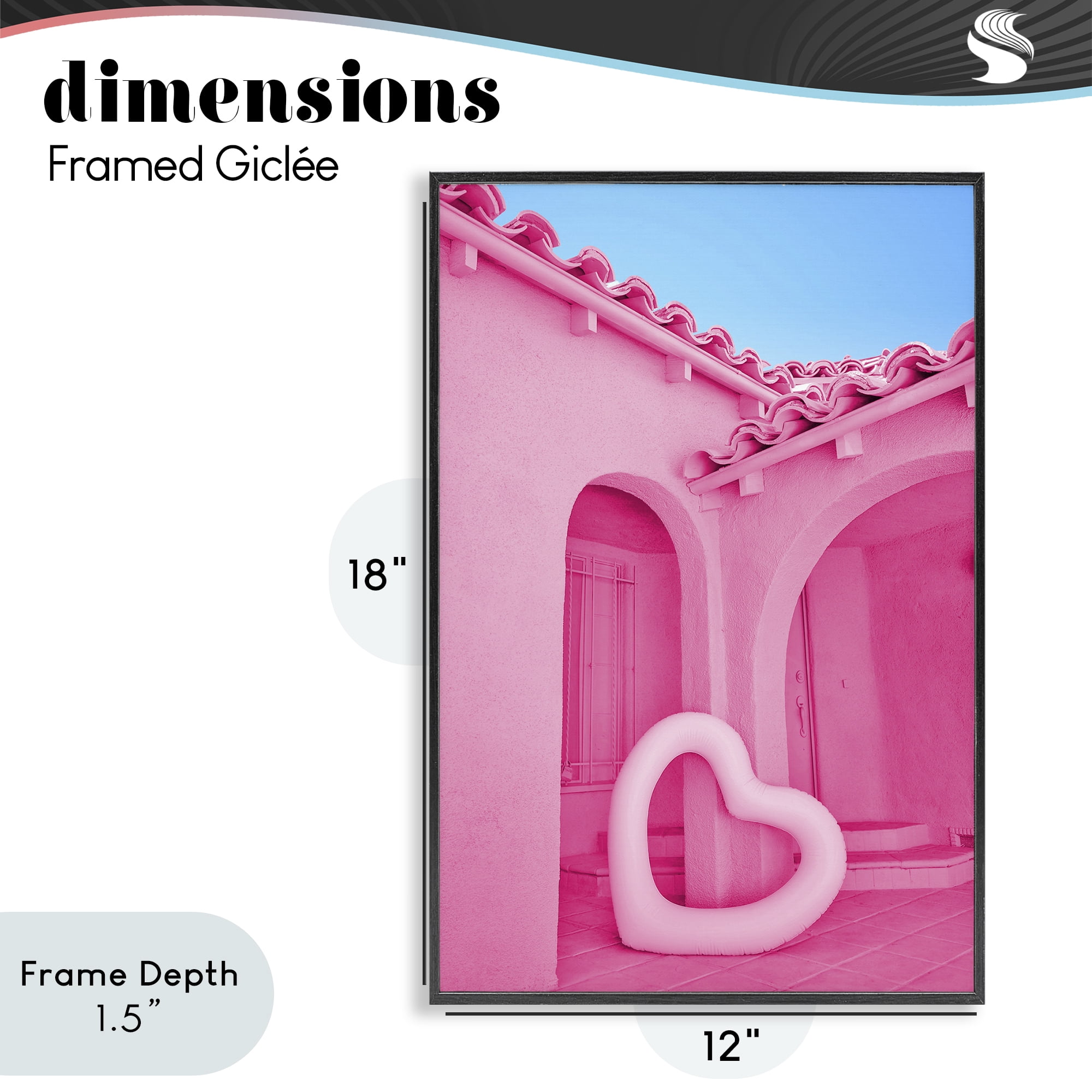 Stupell Industries Pink Pop Heart at Villa Black Framed Giclee Art, design by LISH Creative