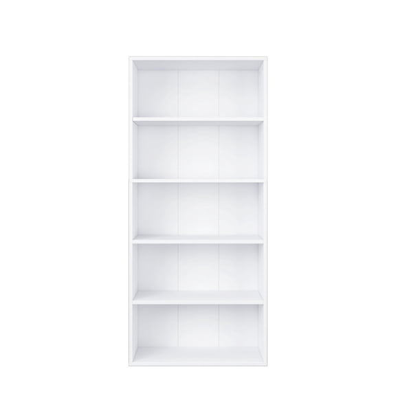 52.83 in. Tall White Wood 5-Shelf Etagere Bookcase with Adjustable Shelves