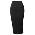 thumbnail image 1 of FashionOutfit Women's High Waist Basic Pencil Stretch Span Midi Length Back-Slit Back Skirt, 1 of 1