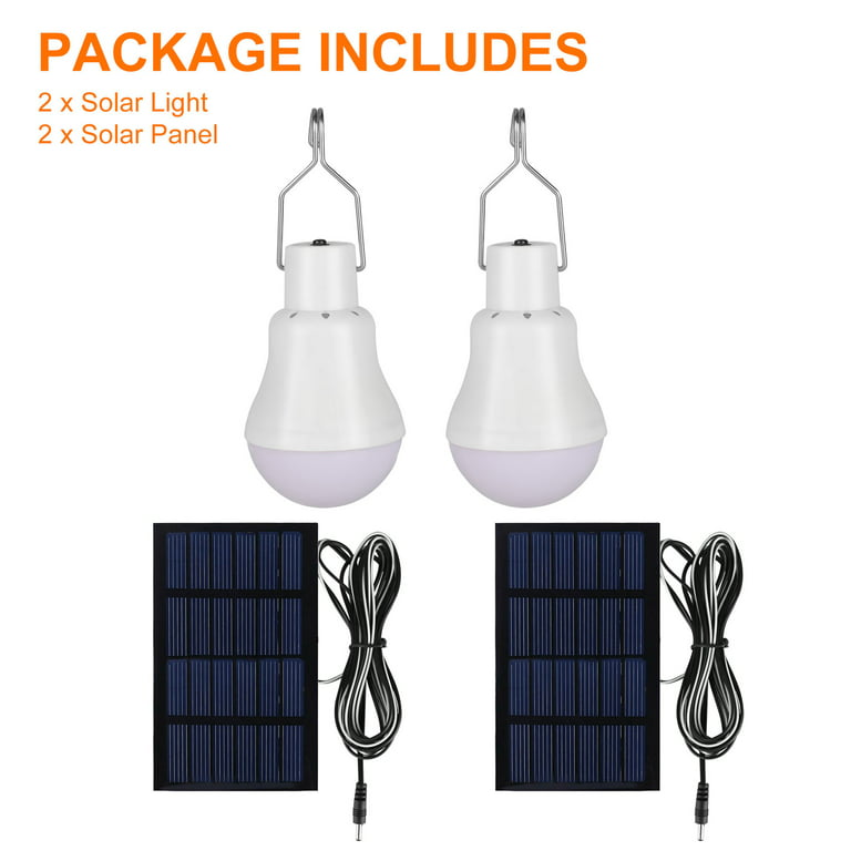 Solar LED Light Outdoor Emergency Light Bulb With Solar Panels Rechargeable  Bulb hanging Courtyard Garden Lamp Camping Light