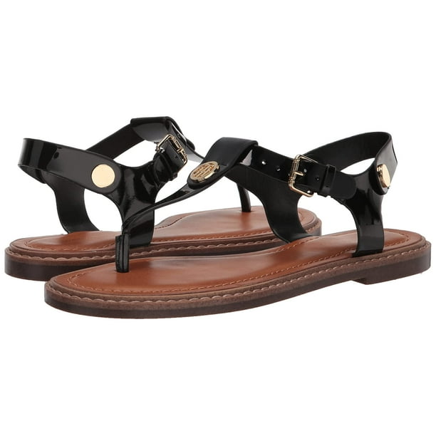 Sandalia Tommy Hilfiger Bennia Negra de Charol con Hebilla M