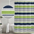 thumbnail image 5 of Green Gray Striped Shower Curtain, Waterproof Shower Curtains for Bathroom, Farmhouse Stripes Modern Abstract Art Washable Fabric Bathtub Curtain Set Bath Decor with 12 Hooks Long 72"x84", 5 of 8