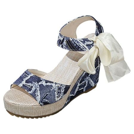 

PEASKJP Sandals for Women Dressy Summer Wide Width Women s Summer Casual Strappy Sandals Dressy Cute Square-Toe Comfortable Flat Shoes (Blue 7.5)